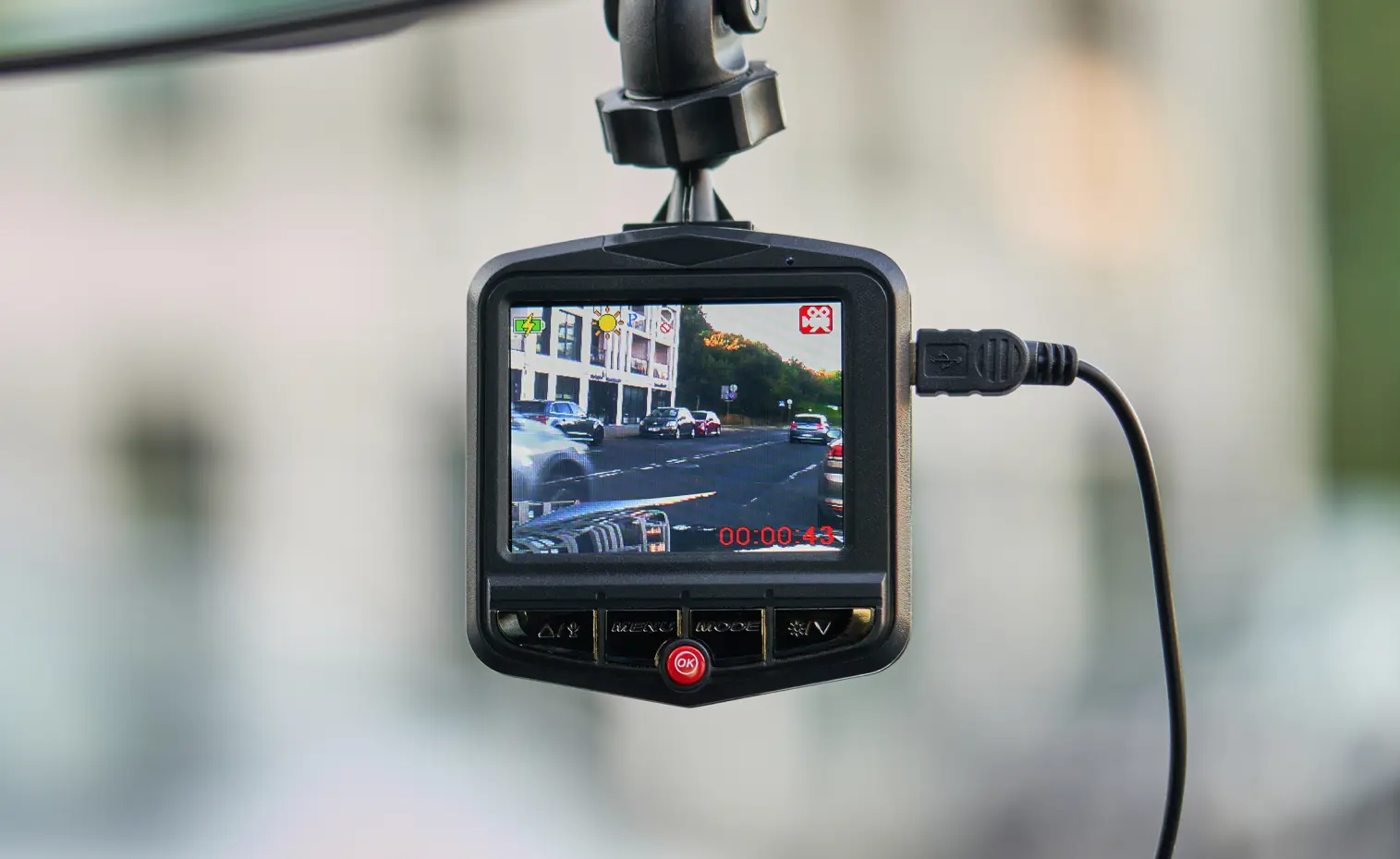 Dash cam recording the road ahead