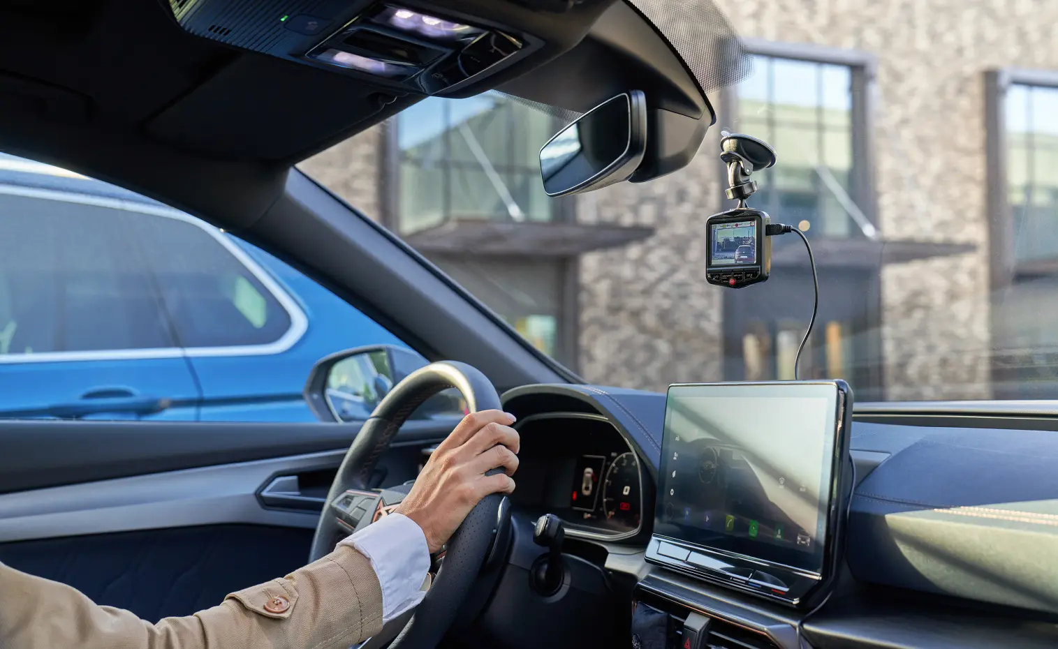 Dash cam view from inside a vehicle