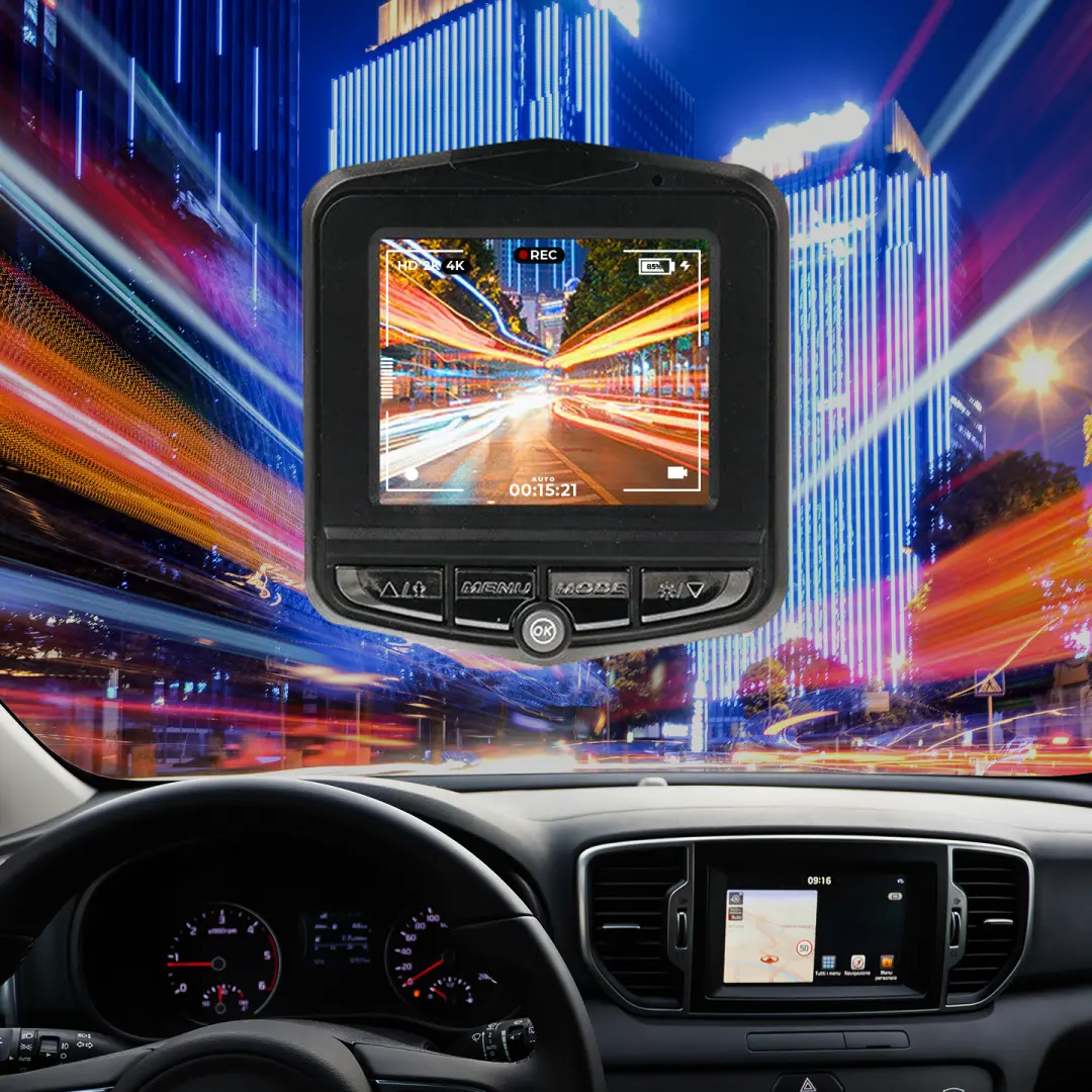Dash cam fitted inside a car